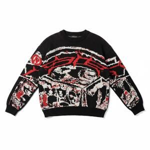 Racer Worldwide RWW Red Black Heavyweight Knit Sweater Men's Medium Streetwear